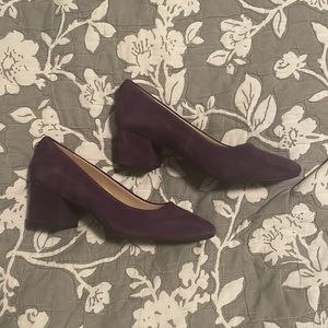 NWOT Purple suede low heels